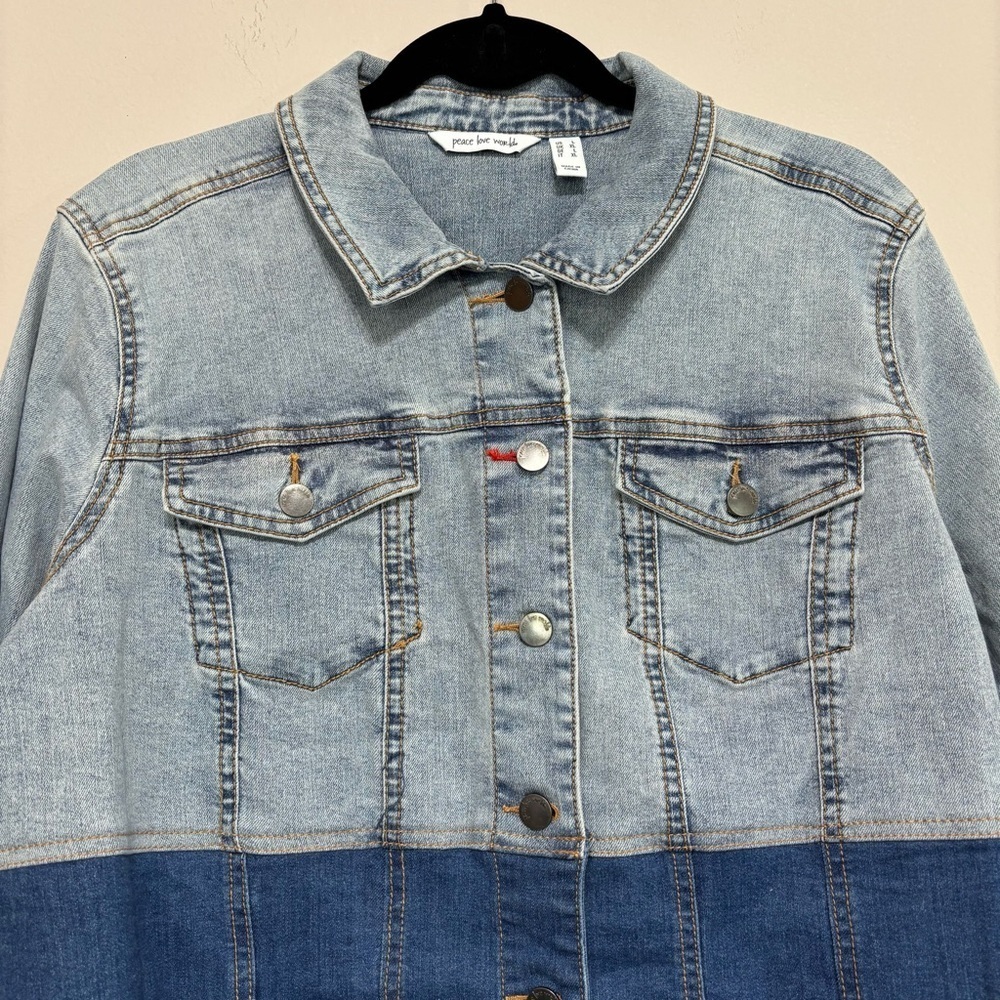 Peace Love World Light Blue Denim Jacket - Picture 3 of 5